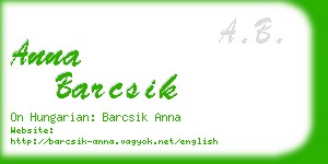 anna barcsik business card